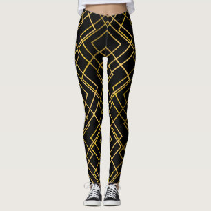 Golden geometric, seamless rhombus pattern. leggings