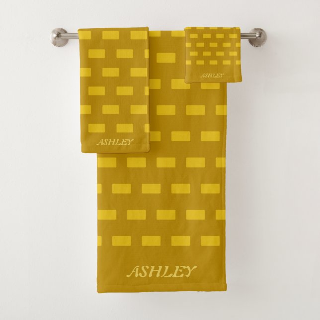 Golden Geometric Shapes Towel Set (Insitu)