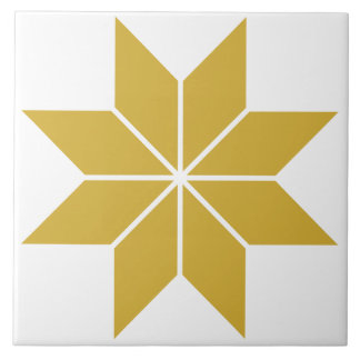 Golden geometric star vintage ceramic tile