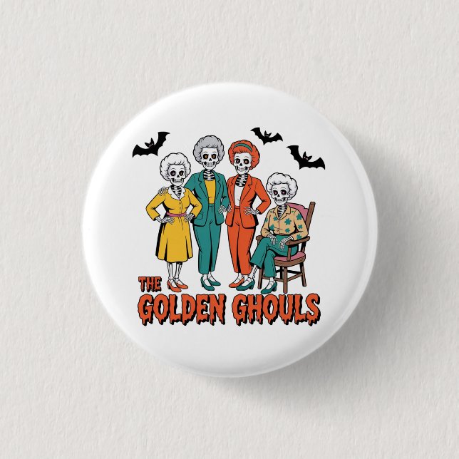 Golden Ghouls Girls' Halloween 3 Cm Round Badge (Front)