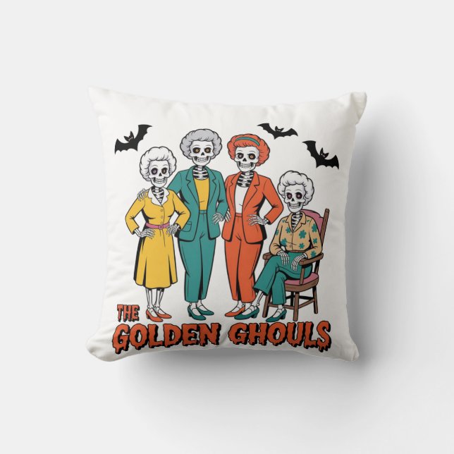 Golden Ghouls Girls' Halloween Cushion (Front)