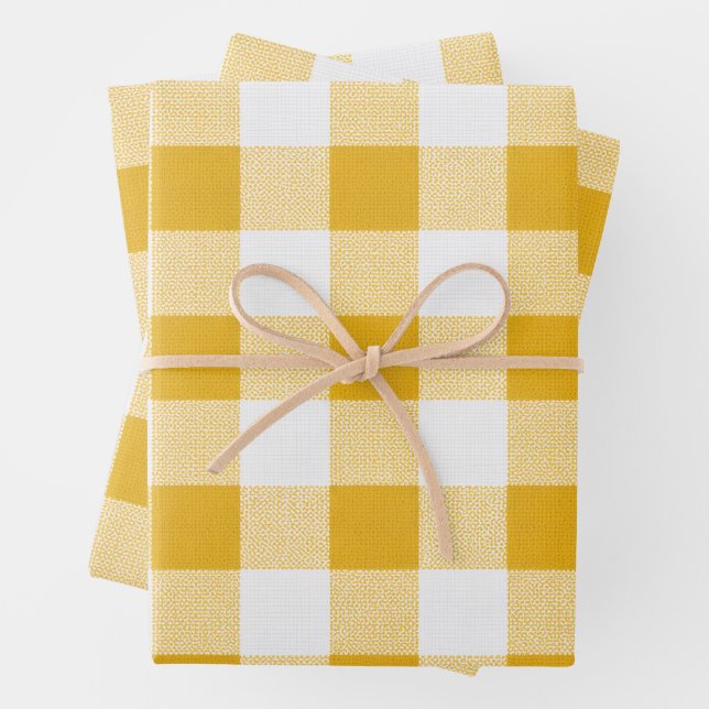 Golden Gingham wrap from the Golden hour colection Wrapping Paper Sheet (In situ)