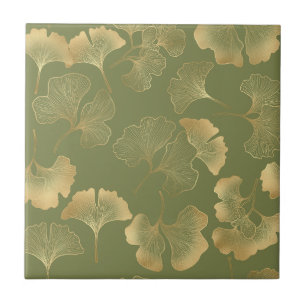 Golden Ginkgo Autumn Pattern Ceramic Tile