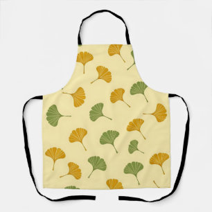 Golden Ginkgo Biloba Leaf Pattern Earthy Apron