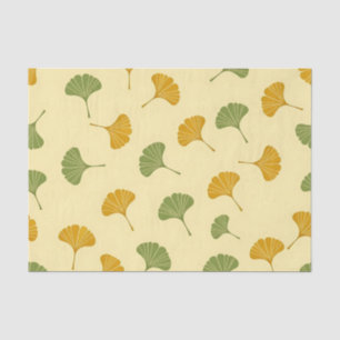 Golden Ginkgo Biloba Leaf Pattern Earthy  Tissue Paper