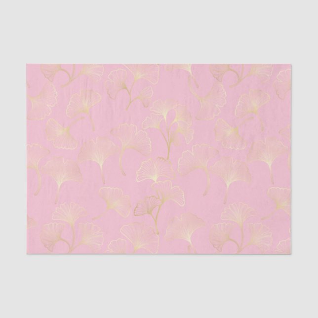 Golden Ginkgo Botanical Blush Nature Pattern Tissue Paper (Front)