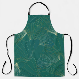 Golden Ginkgo Leaves Art Deco Apron