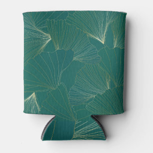 Golden Ginkgo Leaves Art Deco Can Cooler