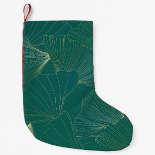 Golden Ginkgo Leaves Art Deco Small Christmas Stocking