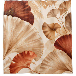 Golden Ginkgo Leaves Elegant Botanical Design Shower Curtain