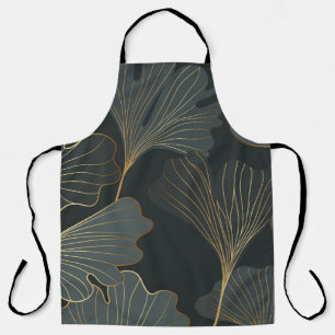 Golden Ginkgo: Luxurious Floral Deco. Apron