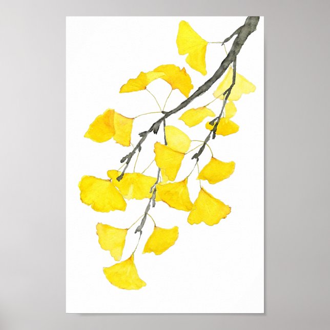 Golden Ginkgo  watercolor Poster (Front)