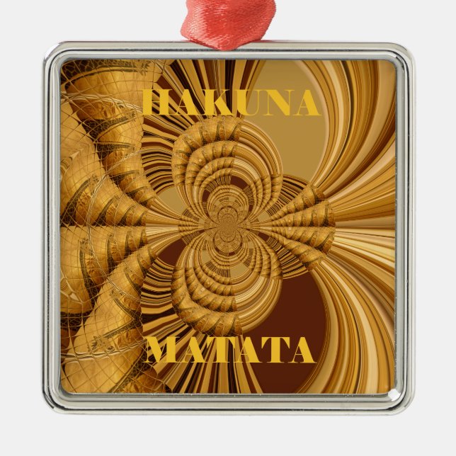 Golden Giraffe Art Print Metal Ornament (Front)