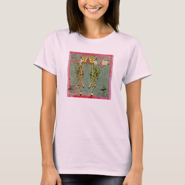 Golden Giraffes Pink Twilight  T-shirt (Front)