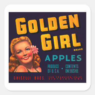Golden Girl Apples Square Sticker