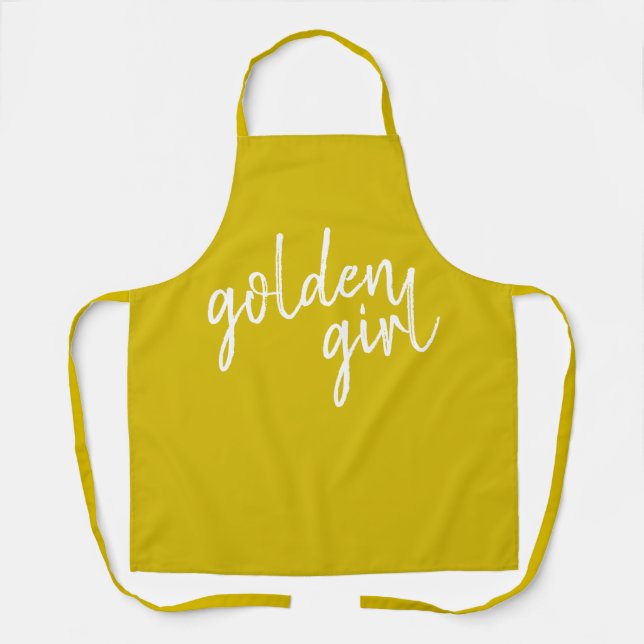 Golden Girl | Modern Gold Script Apron (Front)