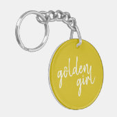 Golden Girl | Modern Gold Script Key Ring (Front Left)