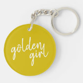 Golden Girl | Modern Gold Script Key Ring (Back)