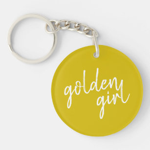 Golden Girl   Modern Gold Script Key Ring