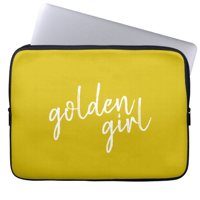 Golden Girl | Modern Gold Script  Laptop Sleeve (Front)