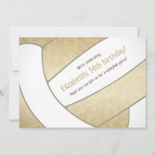Golden girly volleyball sports themed party invitation