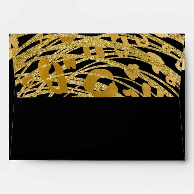 Golden Glam Cheetah Print Exotic Party Invitation Envelopes (Back (Top Flap))