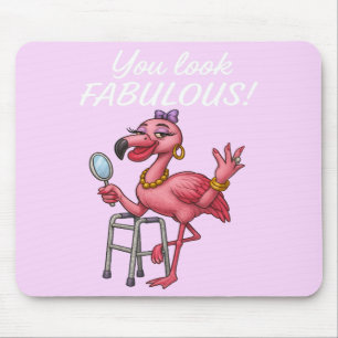 Golden Glam Flamingo Mouse Pad