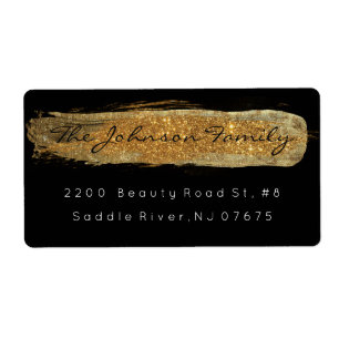 Golden Glam Sparkly Glitter Black Brush Stroke