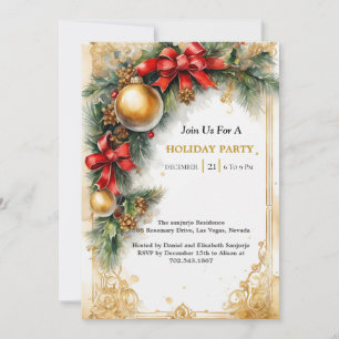 Golden Glimmer: Deluxe Christmas Invitation