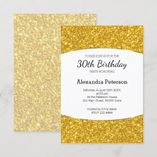 Golden Glitter 30th Birthday Invitation