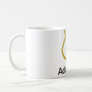 Golden glitter acoustic guitar add name doodle coffee mug