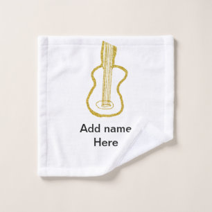 Golden glitter acoustic guitar add name doodle wash cloth