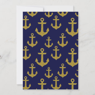 Golden Glitter Anchor Sailing Nautical Captain Invitation