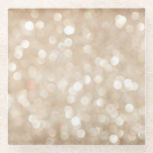 Golden glitter, blurred Christmas background. Glass Coaster