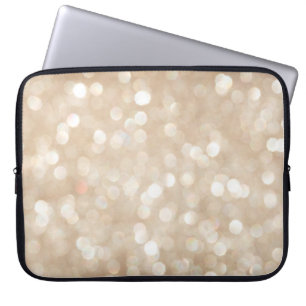 Golden glitter, blurred Christmas background. Laptop Sleeve