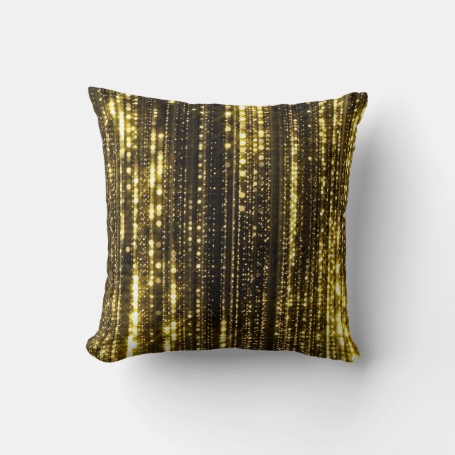 Golden Glitter: Bokeh Particles Background Cushion (Front)