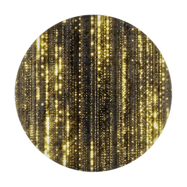 Golden Glitter: Bokeh Particles Background Cutting Board (Front)