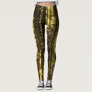 Golden Glitter: Bokeh Particles Background Leggings