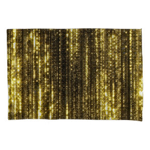 Golden Glitter: Bokeh Particles Background Pillowcase