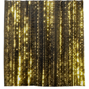 Golden Glitter: Bokeh Particles Background Shower Curtain