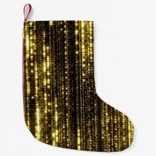 Golden Glitter: Bokeh Particles Background Small Christmas Stocking