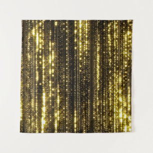 Golden Glitter: Bokeh Particles Background Tapestry
