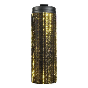 Golden Glitter: Bokeh Particles Background Thermal Tumbler