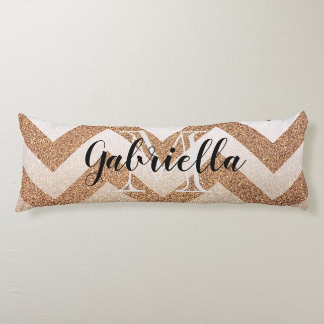 Golden Glitter Chevrons Body Cushion (Front)