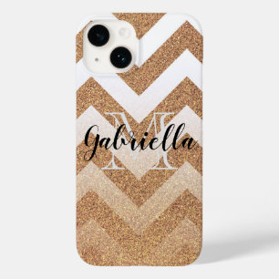 Golden Glitter Chevrons Case-Mate iPhone 14 Case