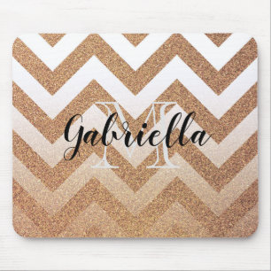 Golden Glitter Chevrons Mouse Pad