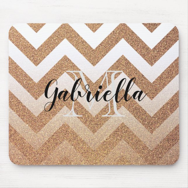 Golden Glitter Chevrons Mouse Pad (Front)