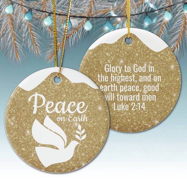 Golden Glitter Christmas Luke Bible Verse ⛪️ 🎄 Ceramic Ornament (golden glitter christian decor yuletide design faith keepsake divine message seasonal hanging
🎄🕊⛪️)