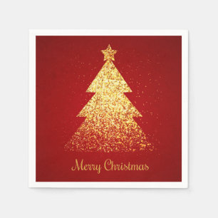 Golden Glitter Christmas Tree Napkin