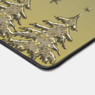 Golden Glitter Christmas trees, starry night sky Desk Mat